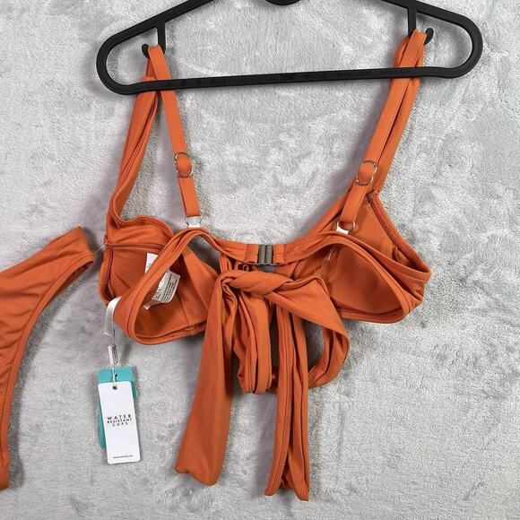 SeaFolly Australia Bikini Swimsuit Size 10 Orange/Rust Wrap Top Strappy Bottoms - Picture 9 of 12
